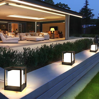 Sleek Black Solar Powered LED Fence Post Lights