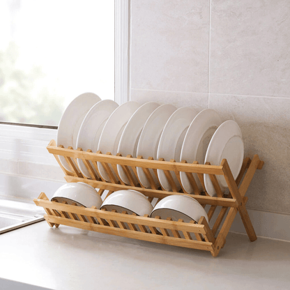 Compact Bamboo Foldable Dish Rack