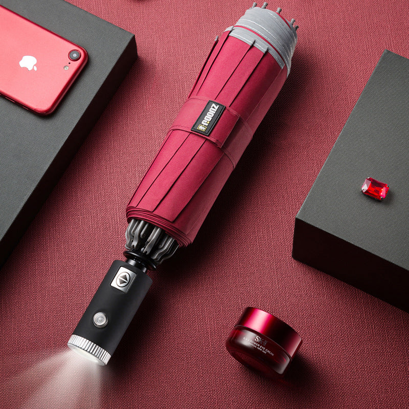 Waterproof Compact Folding Umbrella with LED Lights