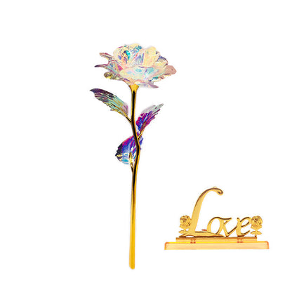 Sparkling Pink Valentine's Day Rose Figurine