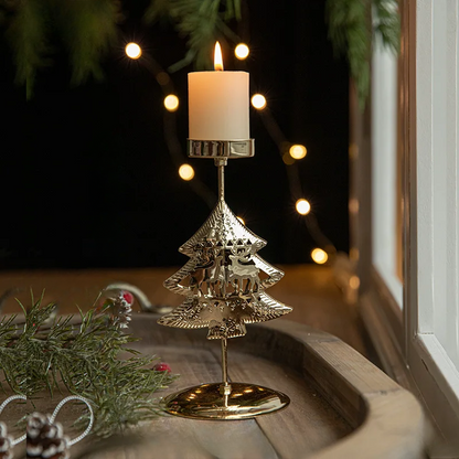 Holiday Candle Holders Star Tree Design