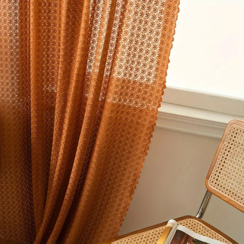 Warm Beige Macrame Window Curtain Panel