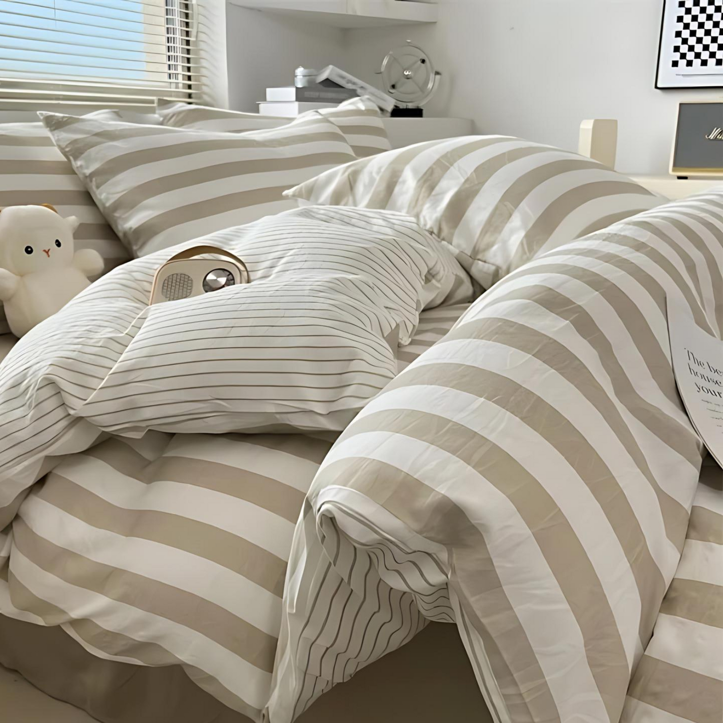 Timeless Stripe 4 Piece Bed Sheet Set Duvet Cover