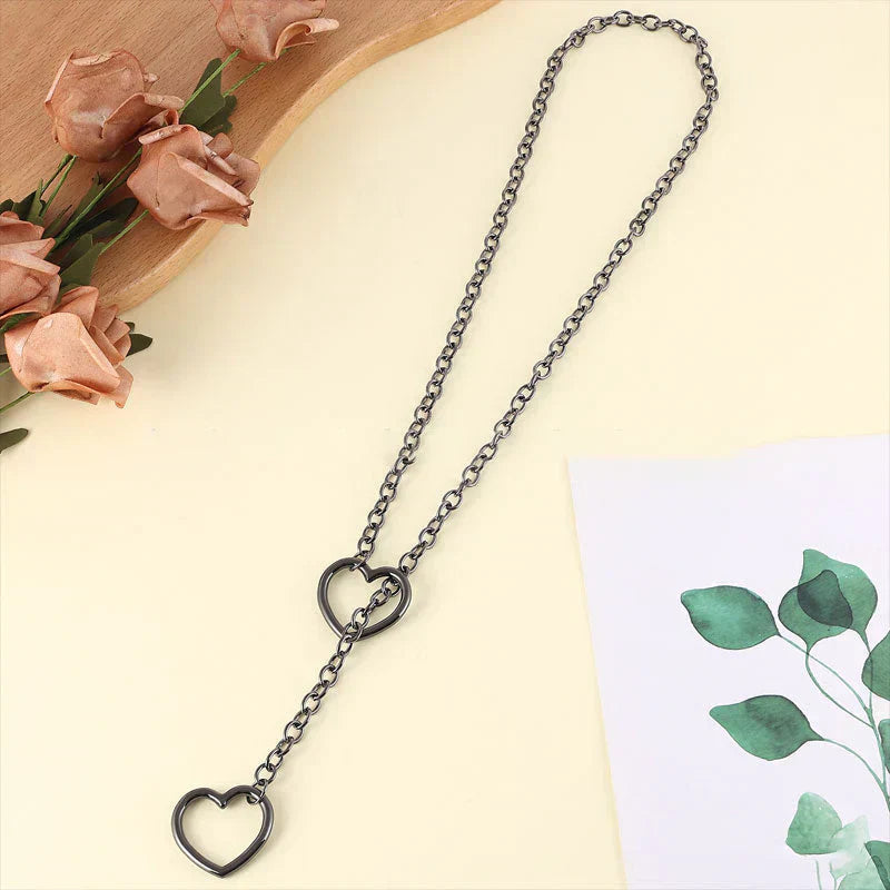Edgy Black Heart Pendant Necklace