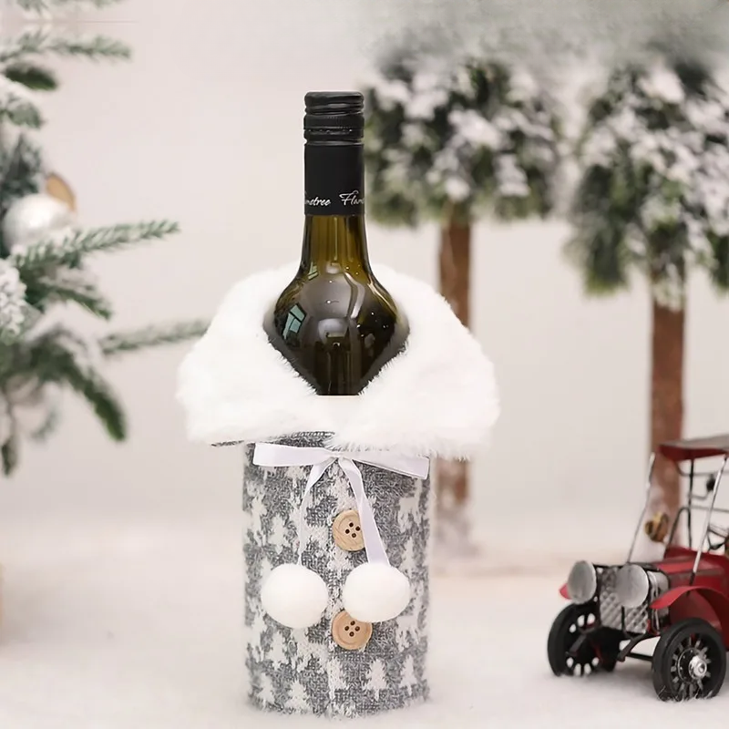 Warm Furry Christmas Wine Bottle Cover