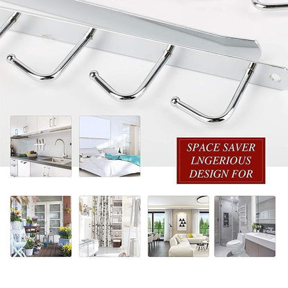 Space-Saving 6-Hook Under Cabinet Storage Rack