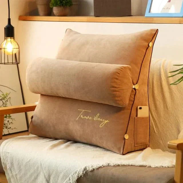 Contour Back Support Pillow with Built-In Neck Rest