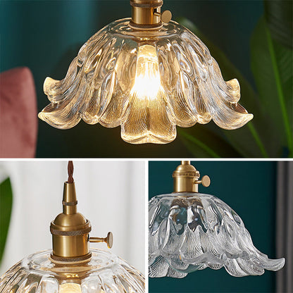 Elegant Floral Hanging Glass Lamp