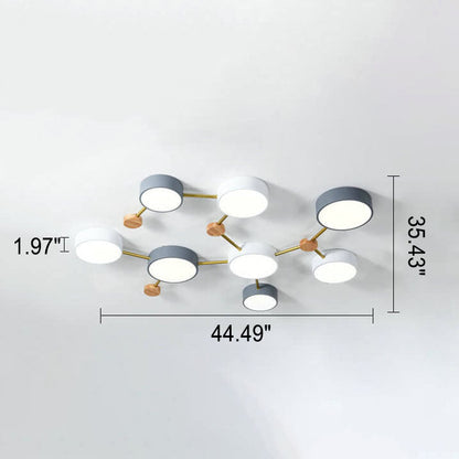 Sleek Gray Wooden Ceiling Light Fixtures 23.6 Inch