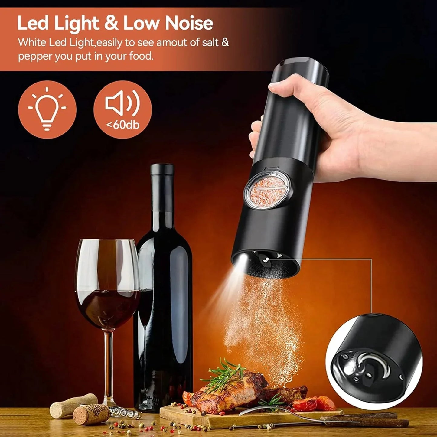 Automatic Salt and Pepper Mill – Cordless Grinder