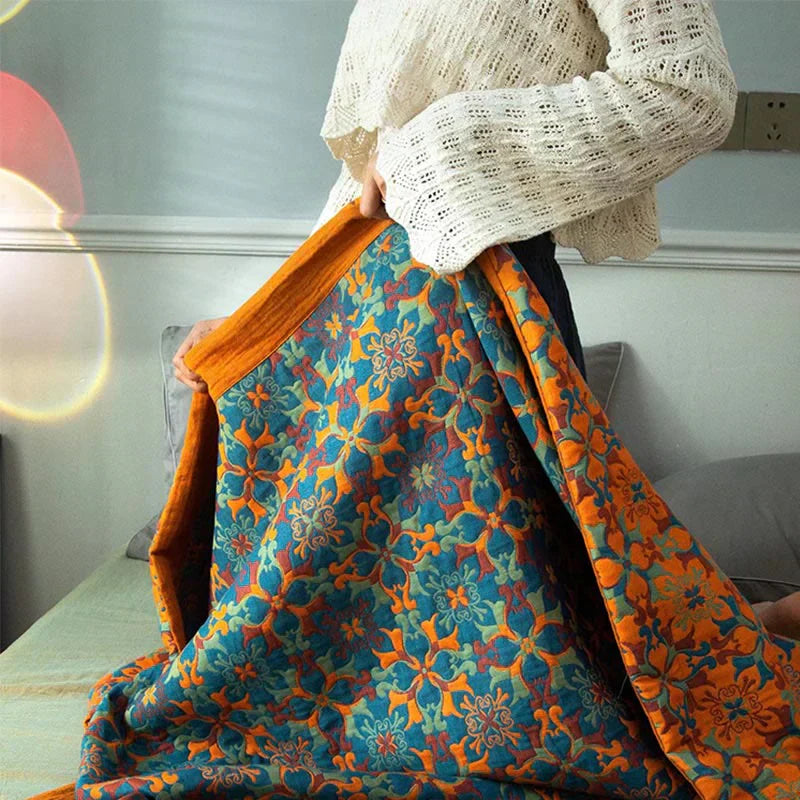 Colorful Plaid Six Layer Cotton Quilt