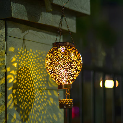 Outdoor Solar Powered Metal Lantern Hanging Garden Light