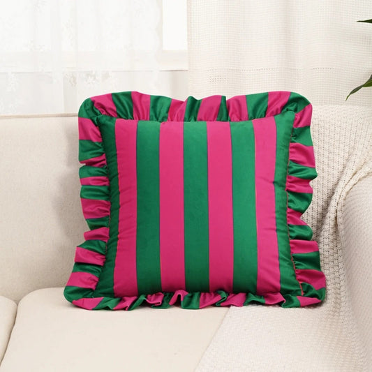 Vintage Floral Ruffled Pillow Cover - Cofik