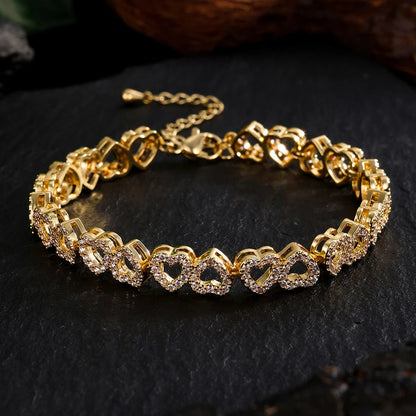 Sparkling Heart Diamond Chain Bracelet