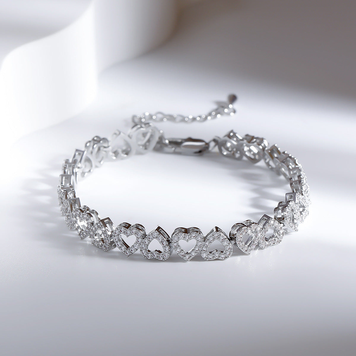 Sparkling Heart Diamond Chain Bracelet