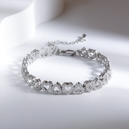 Sparkling Heart Diamond Chain Bracelet