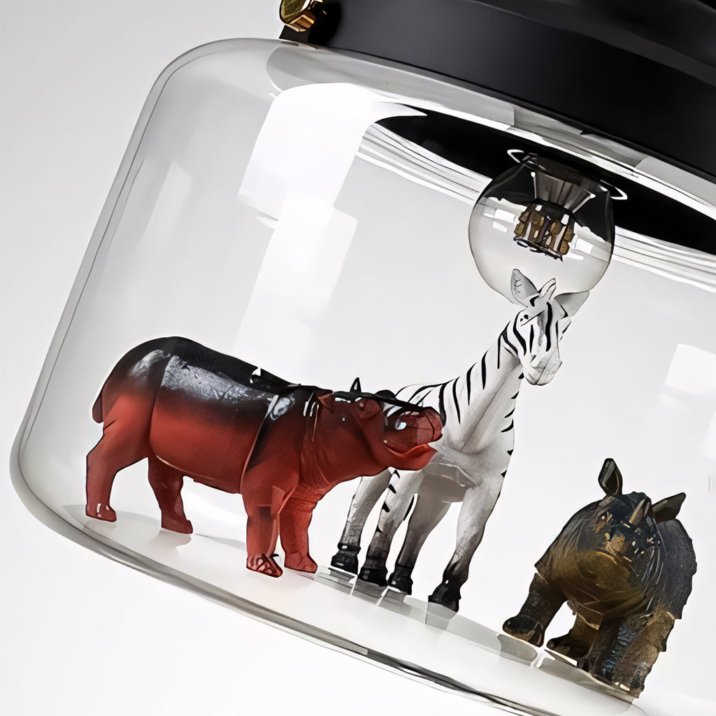 Colorful Kids Glass Pendant Lamp Fun Animal Theme