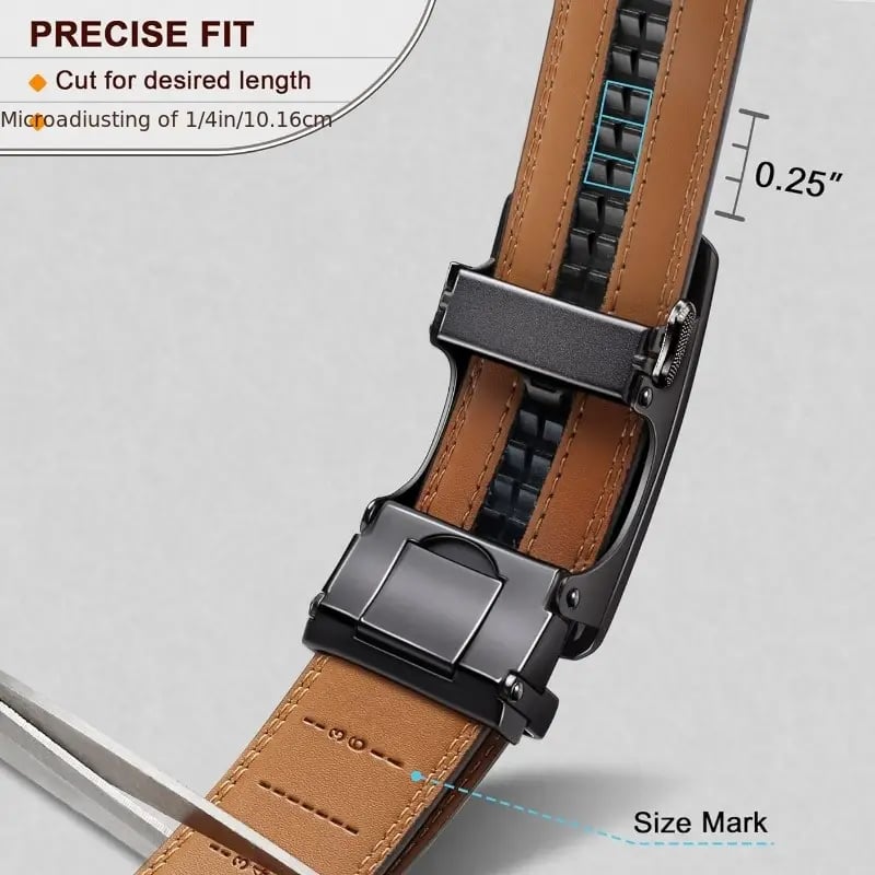 Genuine Leather Adjustable Ratchet Belt for Men