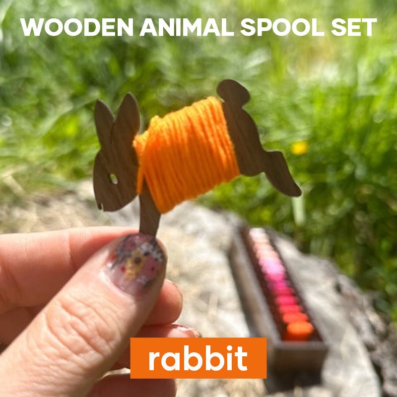 Colorful Wooden Bunny Thread Holder 16 Piece Set