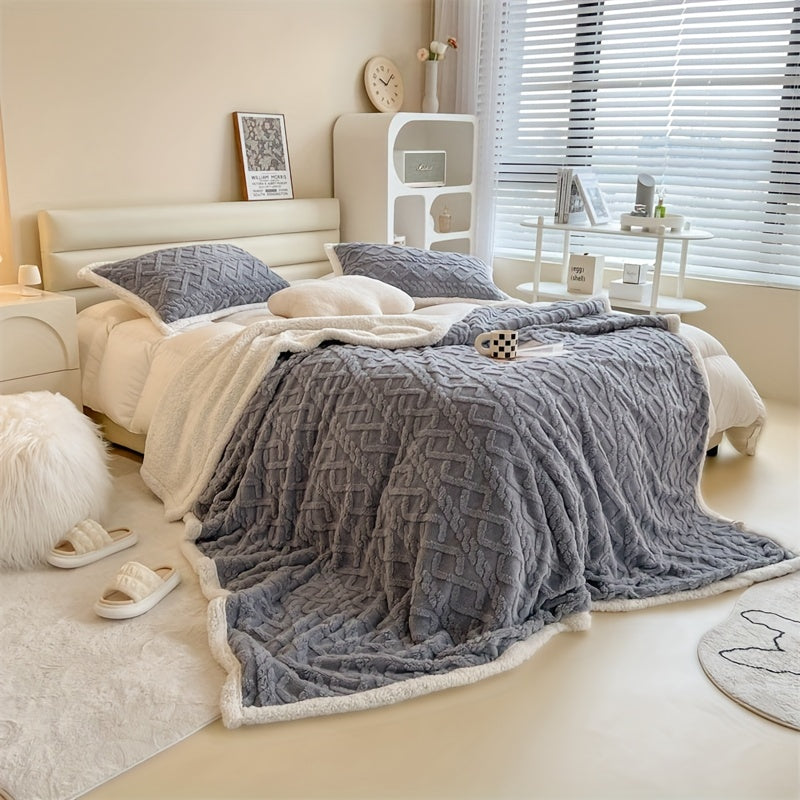 Warm Plush Reversible Fleece Throw Blanket