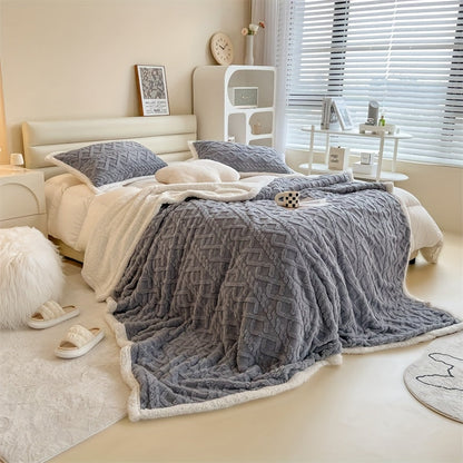Warm Plush Reversible Fleece Throw Blanket