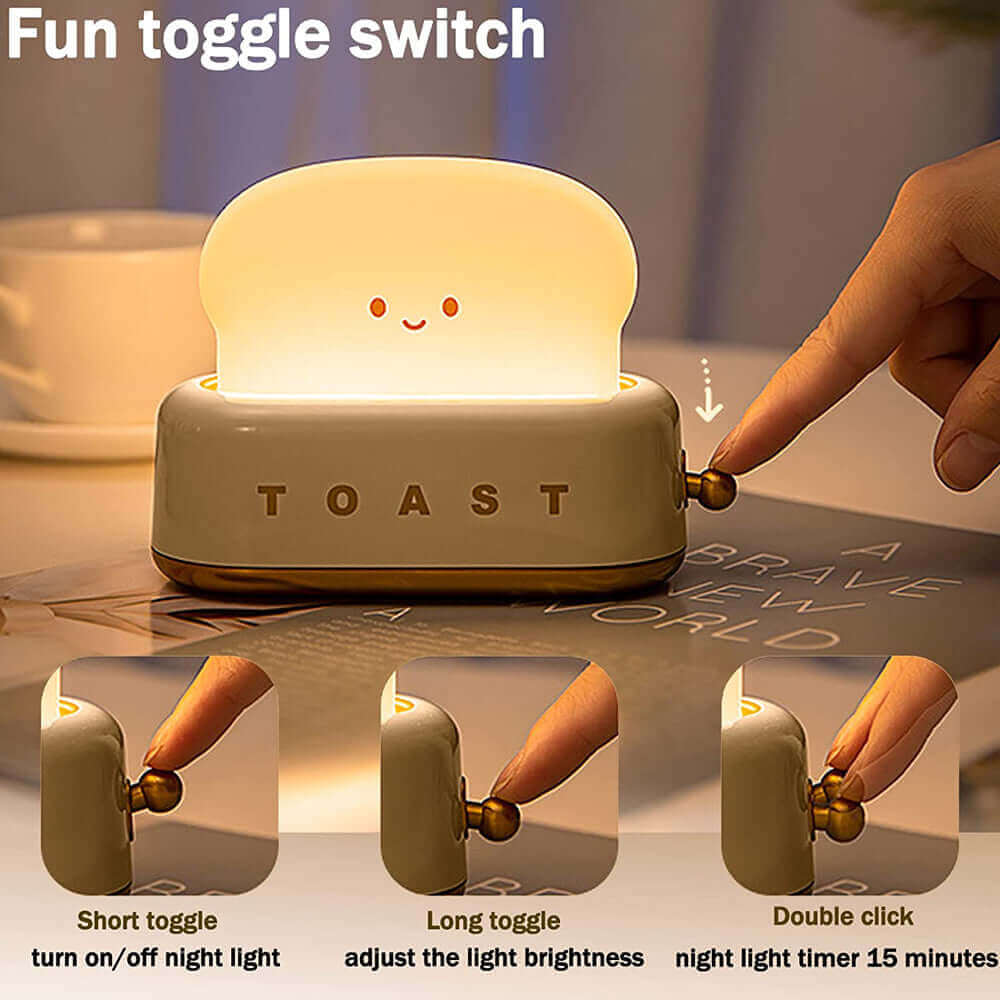 Colorful LED Night Light USB Toast Lamp for Kids Bedroom