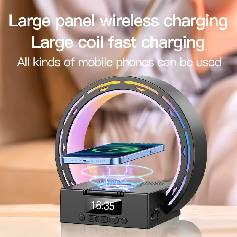 Wireless Charging Speaker Table Lamp with Alarm Clock