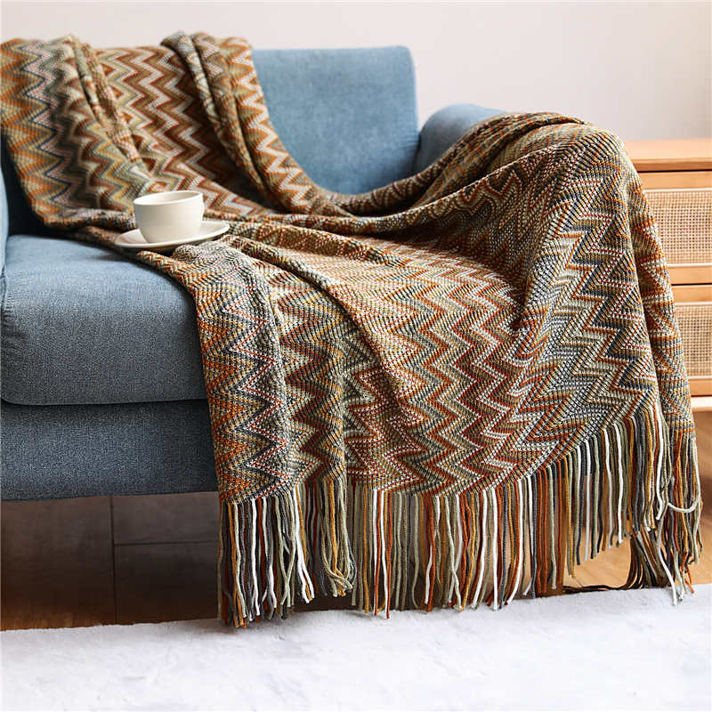 Vibrant Striped Fringe Throw Blanket