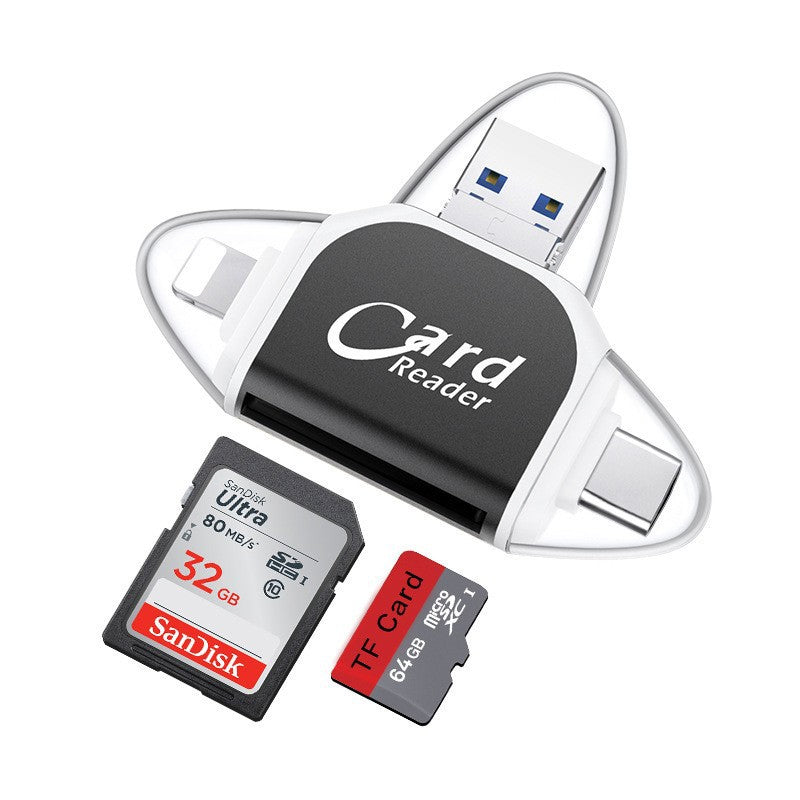 Compact 4-in-1 SD TF Memory Card Adapter