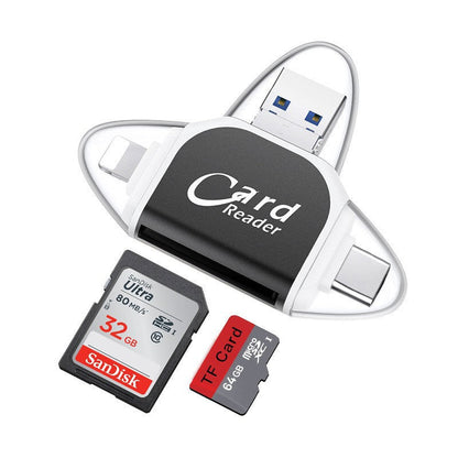 Compact 4-in-1 SD TF Memory Card Adapter
