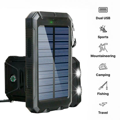 Portable Waterproof Solar Power Bank with USB Charger