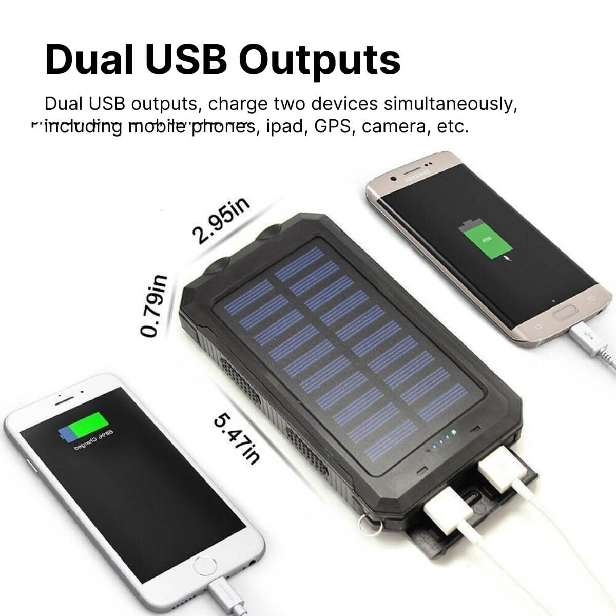 Portable Waterproof Solar Power Bank with USB Charger