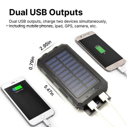 Portable Waterproof Solar Power Bank with USB Charger