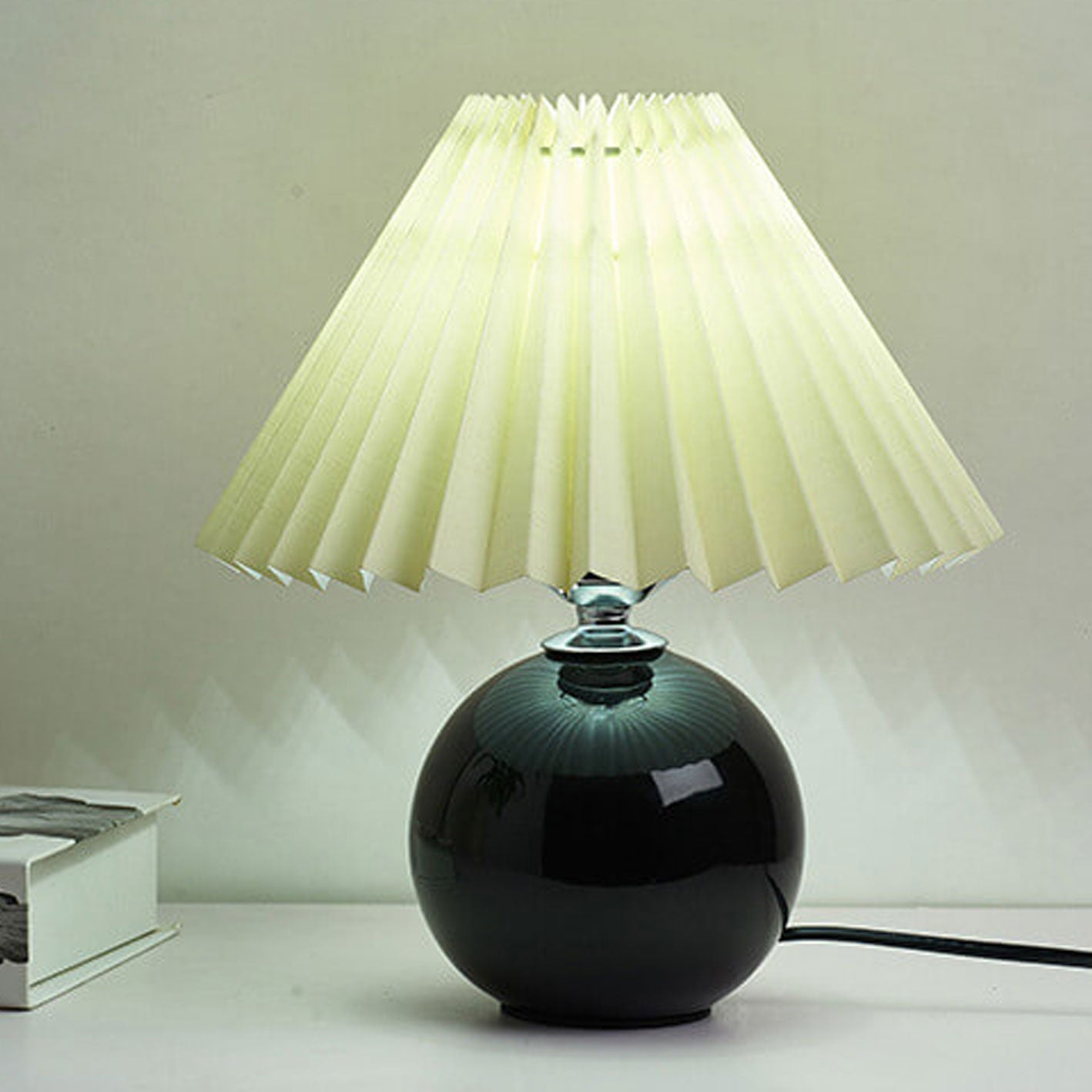 Simple Ceramic Desk Lamp with Folded Shade