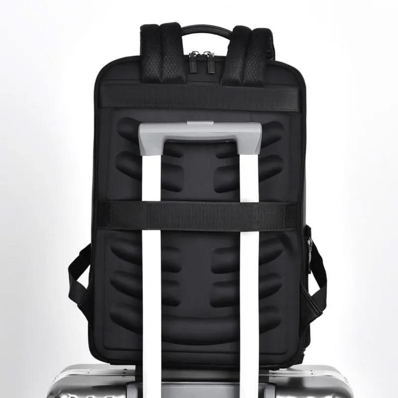 Stylish Leather Backpack with USB Port, 15.6 Inch, Black