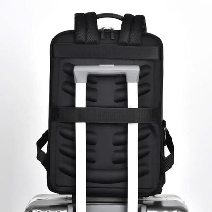 Stylish Leather Backpack with USB Port, 15.6 Inch, Black