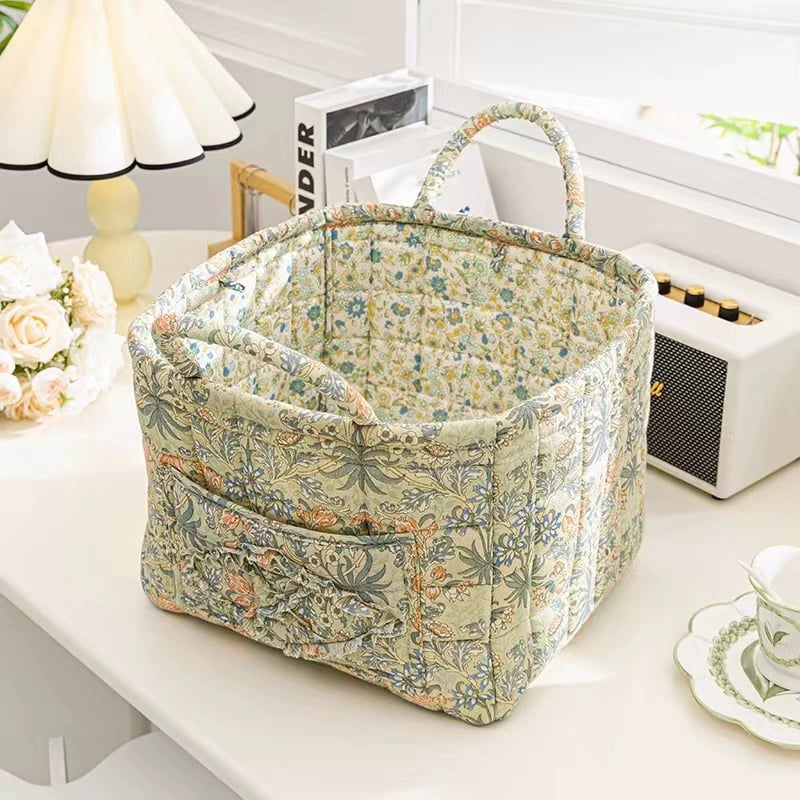 Rustic Woven Fabric Storage Basket