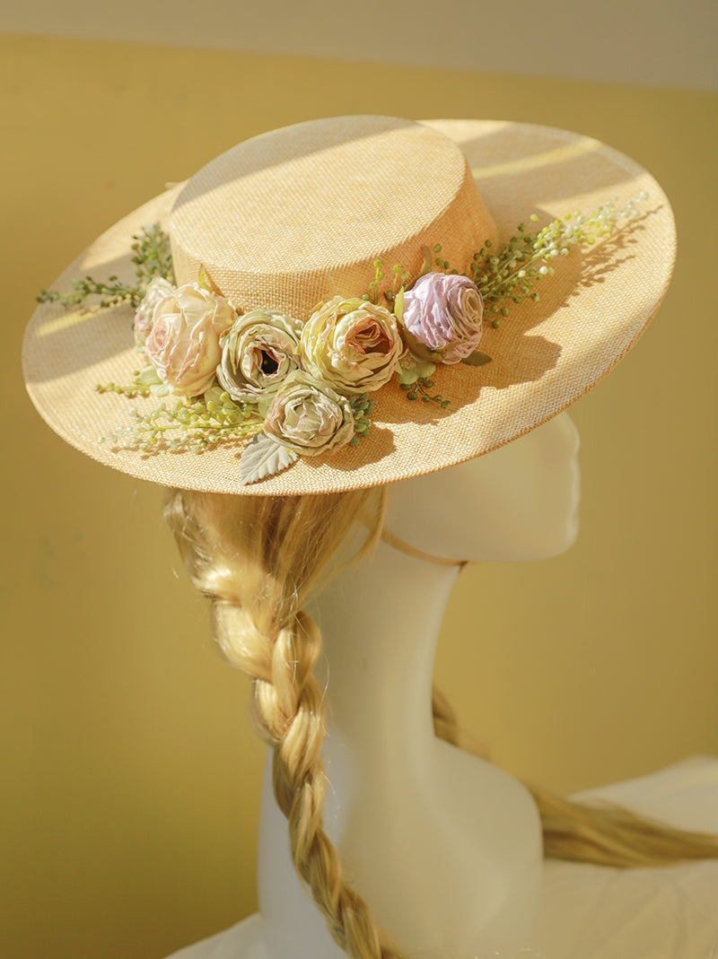 Vintage Floral Wide Brimmed Ladies Hat - Cofik