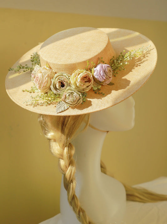 Vintage Floral Wide Brimmed Ladies Hat - Cofik