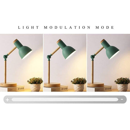 Rustic Wood Desk Lamp with Adjustable Arm