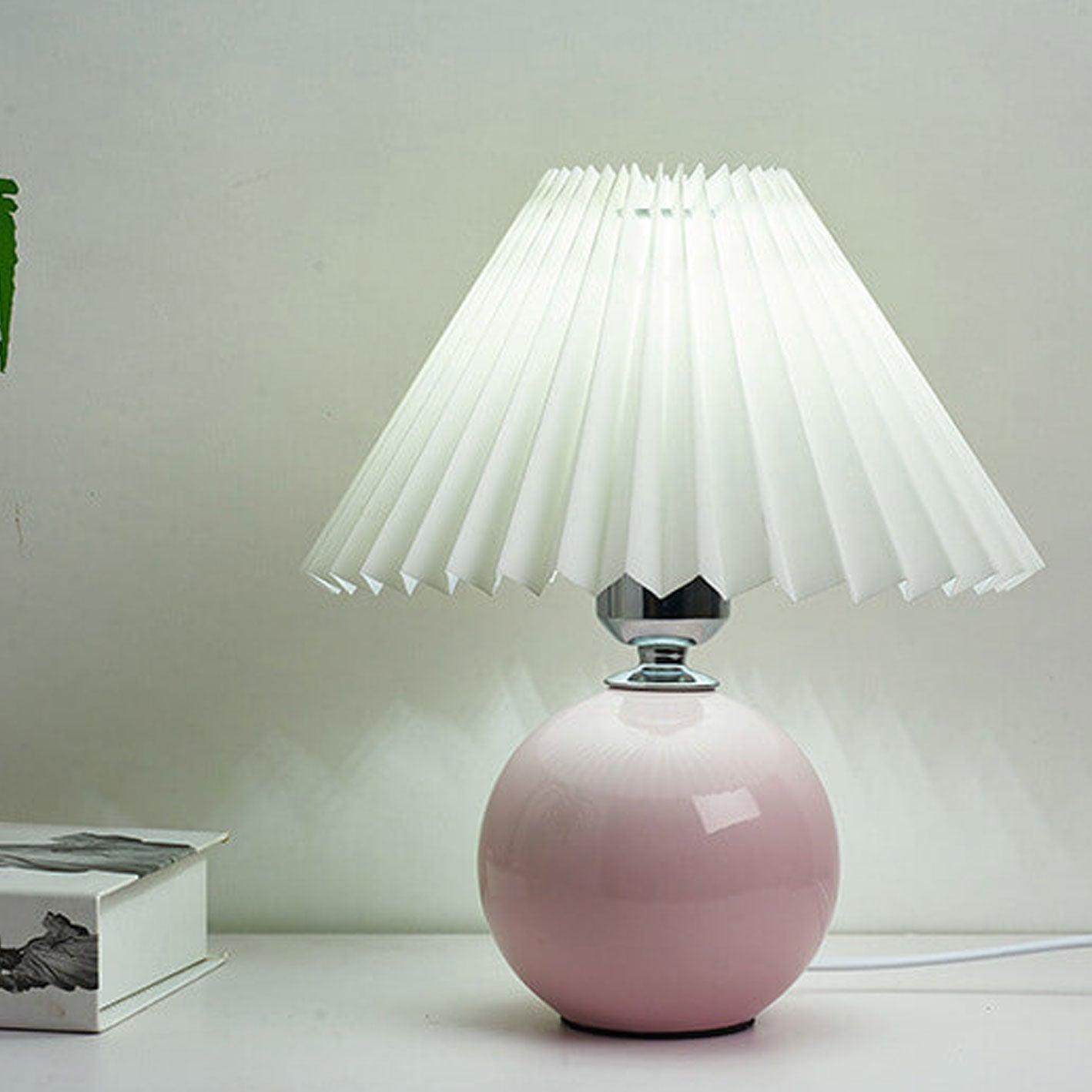 Simple Ceramic Desk Lamp with Folded Shade