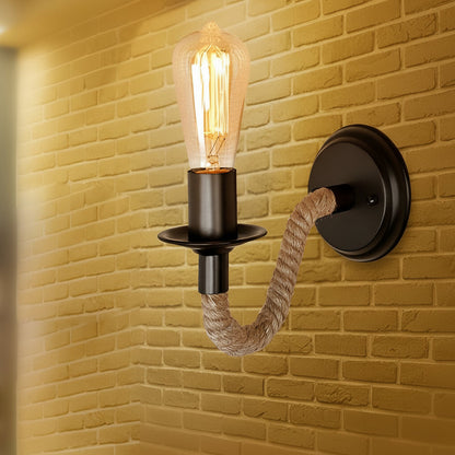 Rustic Metal Wall Light – Vintage Braided Iron Sconce