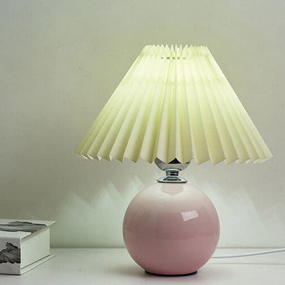 Simple Ceramic Desk Lamp with Folded Shade