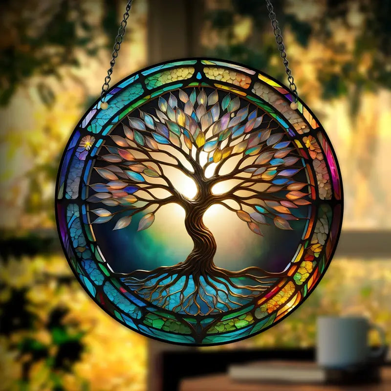 Colorful Glass Tree Wall Decor Hanging Art - Cofik