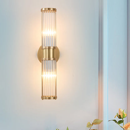 Sleek 2-Light Gold Wall Sconce with Clear Glass Shade