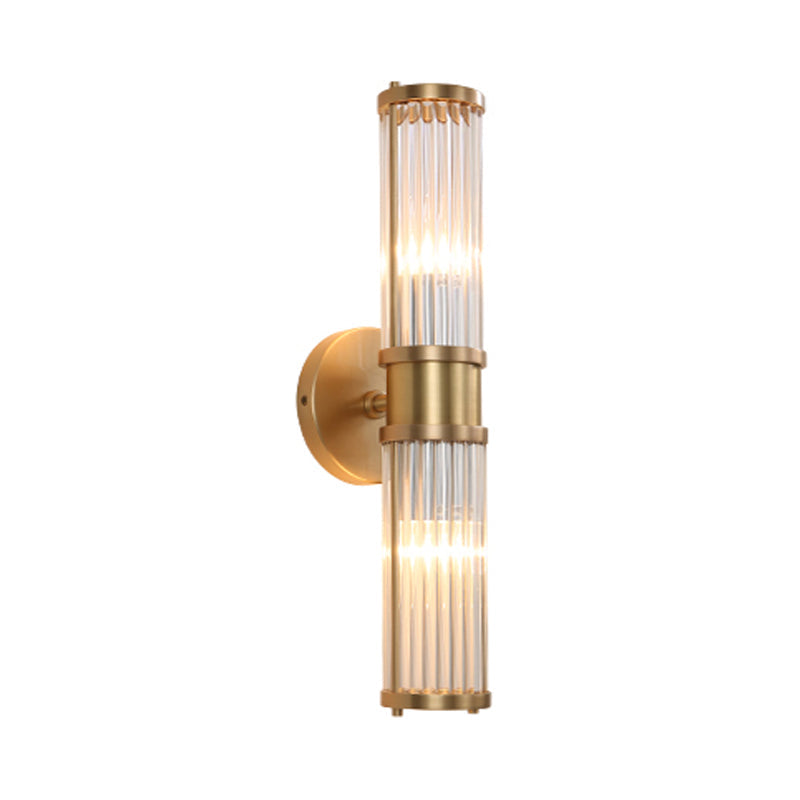 Sleek 2-Light Gold Wall Sconce with Clear Glass Shade