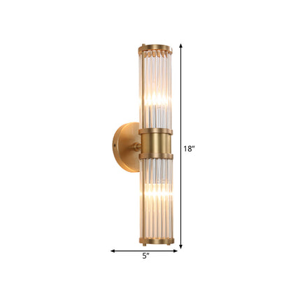 Sleek 2-Light Gold Wall Sconce with Clear Glass Shade