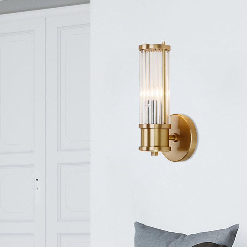 Sleek 2-Light Gold Wall Sconce with Clear Glass Shade