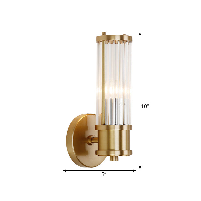 Sleek 2-Light Gold Wall Sconce with Clear Glass Shade