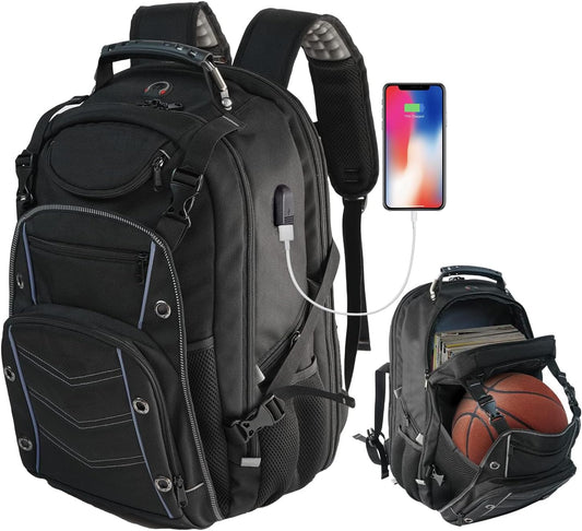 55L Extra-Large Travel Laptop Backpack with USB Charging and RFID Security